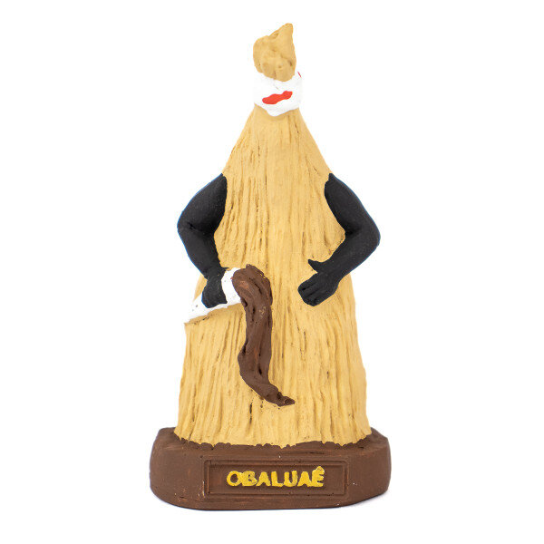 Escultura Orixá Obaluaê 9,50 cm em Resina cor Palha