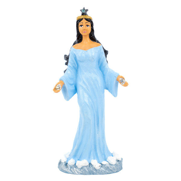 Escultura Iemanjá Umbanda Manto Azul Claro 17 cm Resina Escultura Iemanjá Umbanda Manto Azul Claro 17 cm Resina