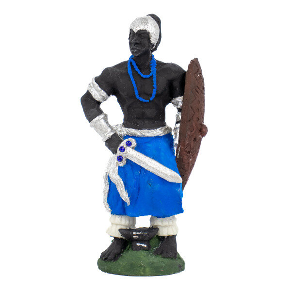 Escultura Orixá Ogum Azul 15 cm em Resina