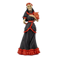 Escultura Pomba Gira Rosa Caveira Preta e Vermelha 24 cm em Resina