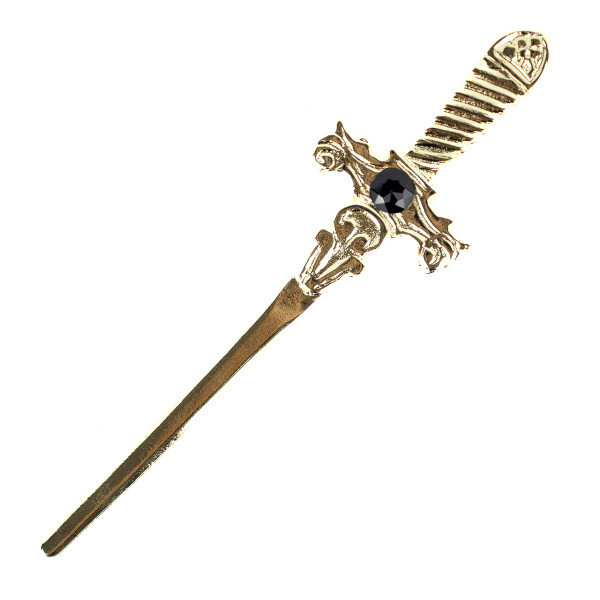 Athame Metal Dourado Brilhante 15 cm Pedra Negra Reforçado