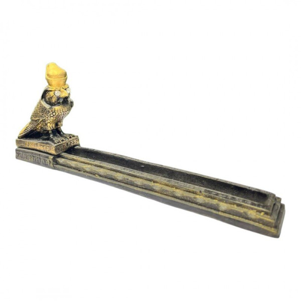 Incensário Régua Egípcio Hórus 25 cm Preto e Dourado Resina