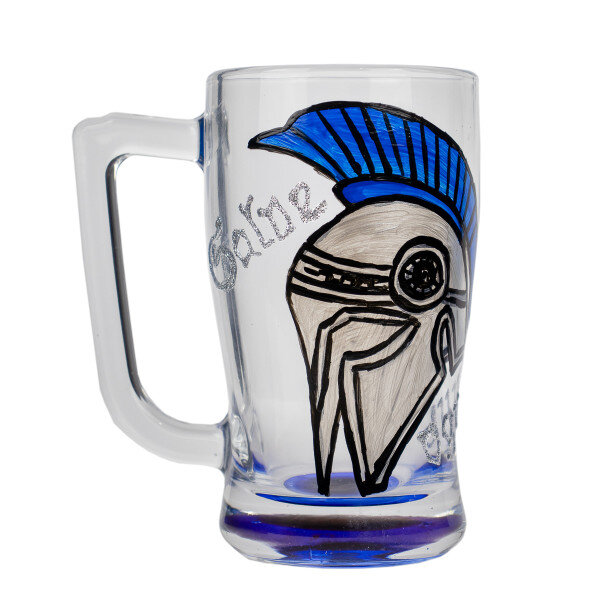 Caneca Cerveja Vidro Personalizada 340 ml Salve Ogum Azul