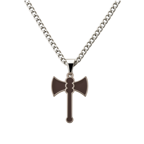 Colar Corrente Machado Xangô Marrom 3,5 cm Metal Niquelado