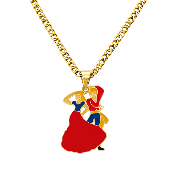 Colar Corrente Casal Cigano 2,5 cm Metal Banhado Dourado