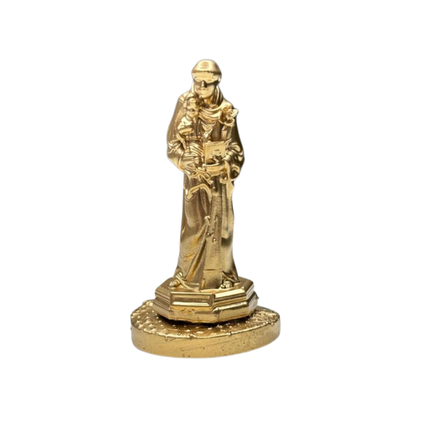 Miniatura Religiosa Santo Antonio Resina 3D Dourada 5 cm Miniatura Religiosa Santo Antonio Resina 3D Dourada 5 cm