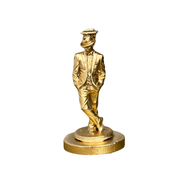 Miniatura Religiosa Zé Pelintra em Resina 3D Dourada 5 cm 