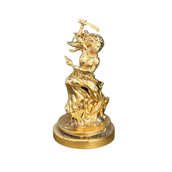 Miniatura Religiosa Iansã em Resina 3D Dourada 5 cm 