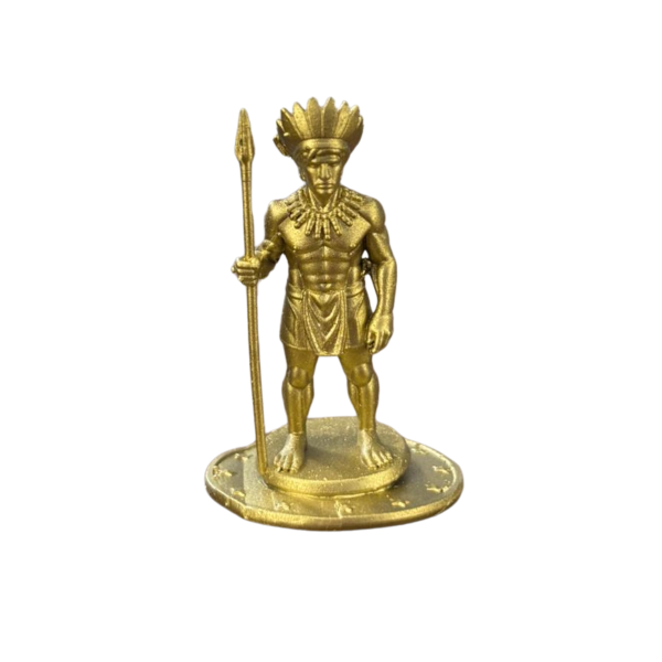Miniatura Religiosa Caboclo Rompe Ferro Resina 3D Dourada 5 cm