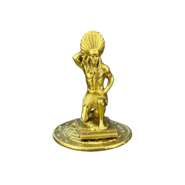 Miniatura Religiosa Caboclo Rompe Mato Resina 3D Dourada 5 cm