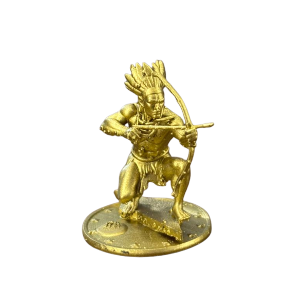 Miniatura Religiosa Caboclo índio Resina 3D Dourada 5 cm