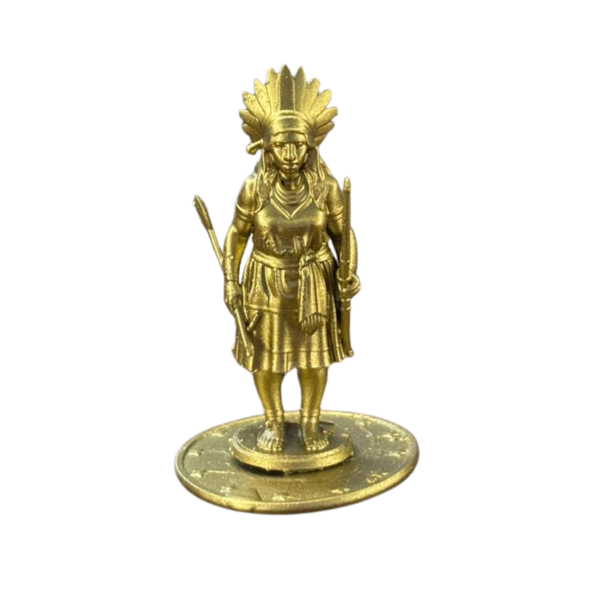 Miniatura Religiosa Cabocla Jandaia Resina 3D Dourada 5 cm