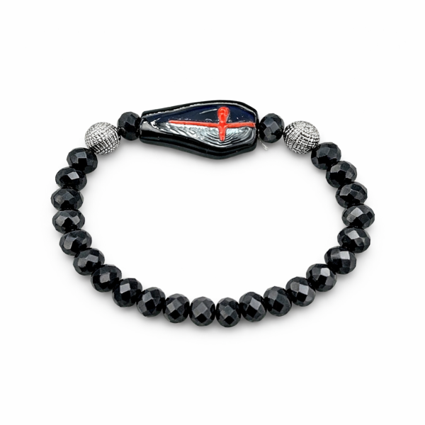 Pulseira Firma Caixão Cristal e Silicone