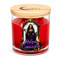 Vela Aromática Rosa Caveira Rosa Império Cera de Coco Lua Mística 200g