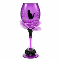 Taça Vidro Maria Mulambo Roxa Com Gato Preto 350ml