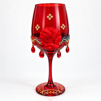 Taça Vidro Pomba Gira Cigana Vermelha Cristal 490ml