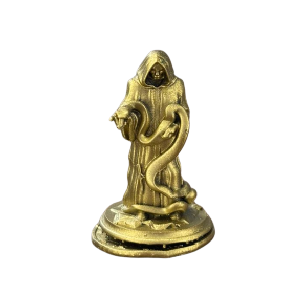 Miniatura Religiosa Exu Cainana Resina 3D Dourada 5 cm