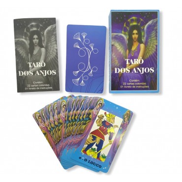 Baralho Tarot dos Anjos Azul 22 Cartas com manual explicativo