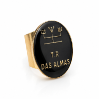 Anel Ajustável TR das Almas 2,9 cm Preto e Dourado em Metal