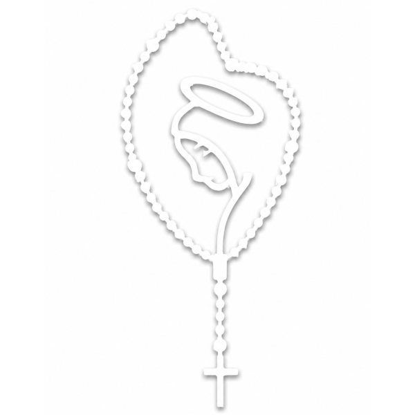 Adesivos Vinil Rosário Nossa Senhora da Aparecida Branco Vazado 15 cm Adesivos Vinil Rosário Nossa Senhora da Aparecida Branco Vazado 15 cm