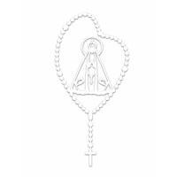 Adesivos Vinil Nossa Senhora da  Aparecida Terço Branco 12 cm