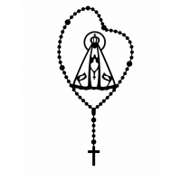 Adesivos Vinil Nossa Senhora da Aparecida Terço Preto 12 cm
