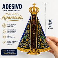 Adesivo Vinil Impermeável Nossa Senhora Aparecida 16 cm