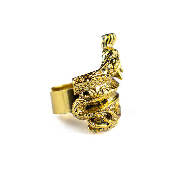 Anel Ajustavel Dragão Proteção 3,2 cm Dourado em Metal