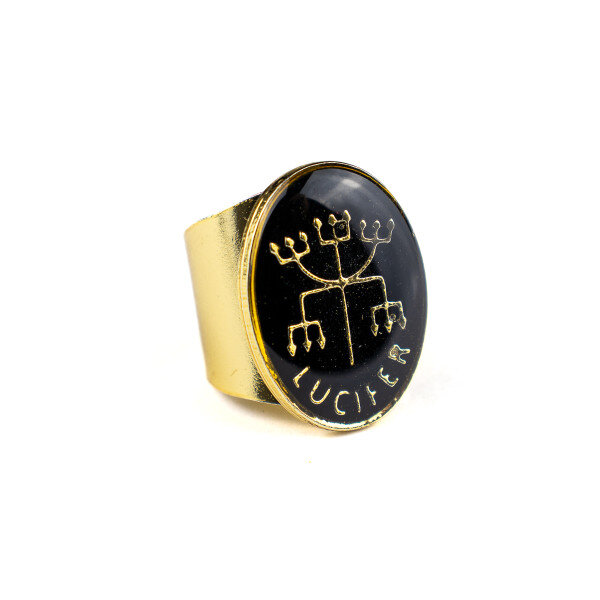 Anel Ajustavel Exu Lucifer 2,70 cm Dourado em Metal