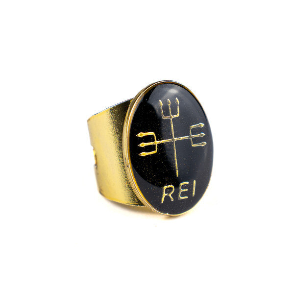 Anel Ajustavel Exu Rei 2,70 cm Dourado em Metal