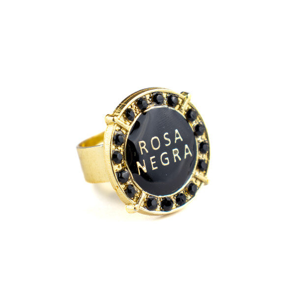 Anel Ajustável P Gira Rosa Negra 2,50 cm Dourado em Metal Anel Ajustável P Gira Rosa Negra 2,50 cm Dourado em Metal