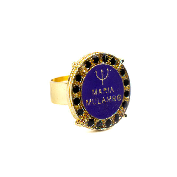 Anel Ajustável Mulambo Tridente 2,50 cm Roxo Dourado Metal Anel Ajustável Mulambo Tridente 2,50 cm Roxo Dourado Metal