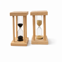 Ampulheta Decorativa de Madeira e Vidro 5 Min - Diversas