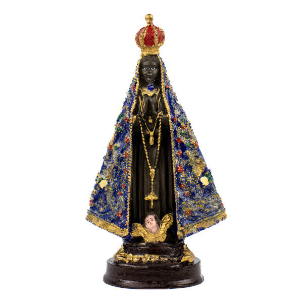 Escultura Aparecida Manto Bordado Azul 16 cm em Resina Escultura Aparecida Manto Bordado Azul 16 cm em Resina