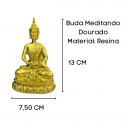 Escultura Buda Meditando 13 cm Dourado em Resina