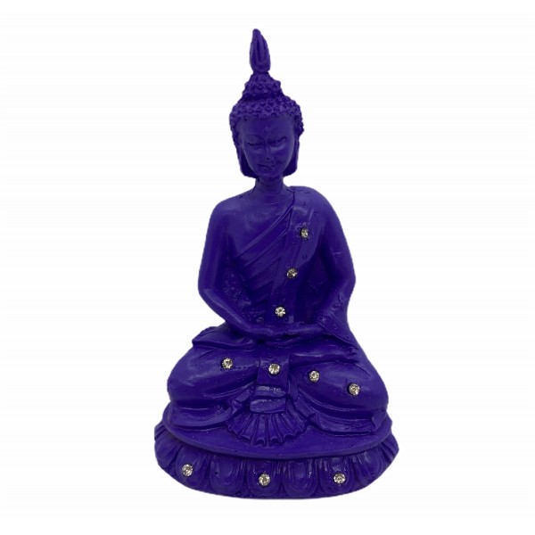 Buda meditando 13 cm em resina Roxo