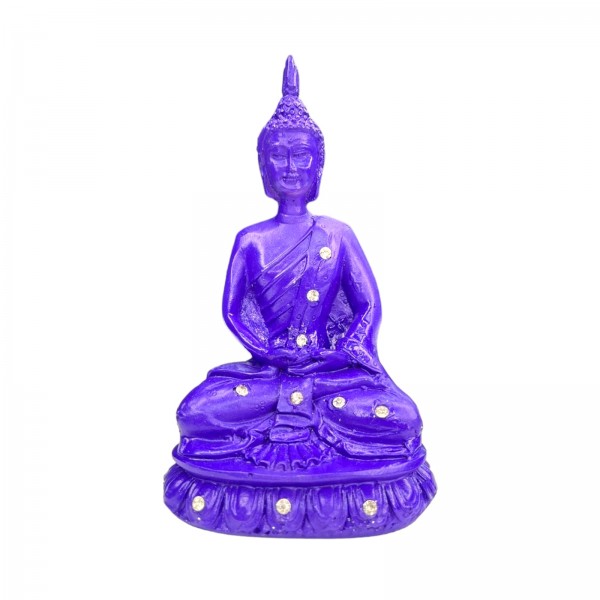 Escultura Buda Meditando 13 cm Roxo em Resina