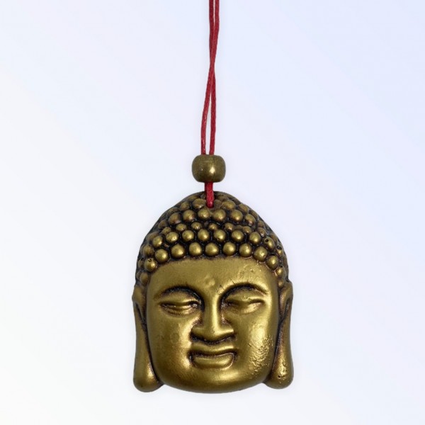 Protetor de ambiente Buda dourado Feg Shui 45 mm para pendurar em resina
