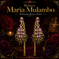 Brinco Maria Mulambo Pedrarias Dourado e Roxo  6 cm