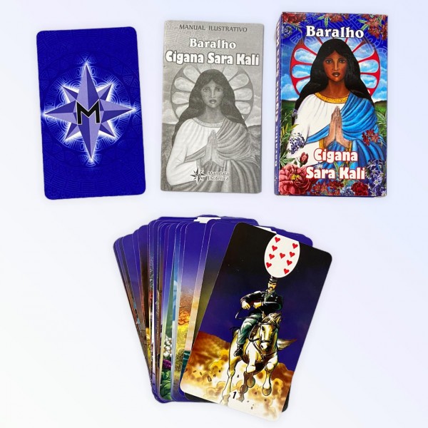 Baralho Tarot Cigana Santa Sara Kali 36 cartas plastificado com manual Mandala Esotérica