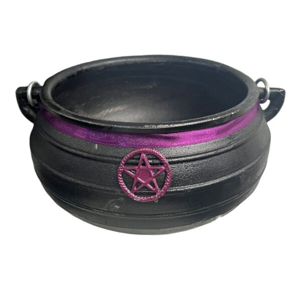 Caldeirão da Bruxa Pentagrama de Ferro Tripé Alça 2,3 Litro