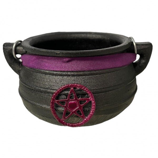 Caldeirão da Bruxa Pentagrama  de Ferro Tripé  e Alça 500 ml