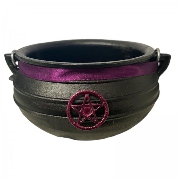 Caldeirão da Bruxa Pentagrama  de Ferro Tripé  e Alça 750 ml