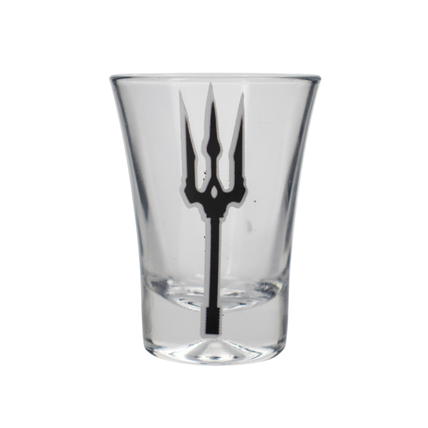 Copo Dose Cachaça Exú Tridente Trabalhado Vidro 45 ml Copo Dose Cachaça Exú Tridente Trabalhado Vidro 45 ml