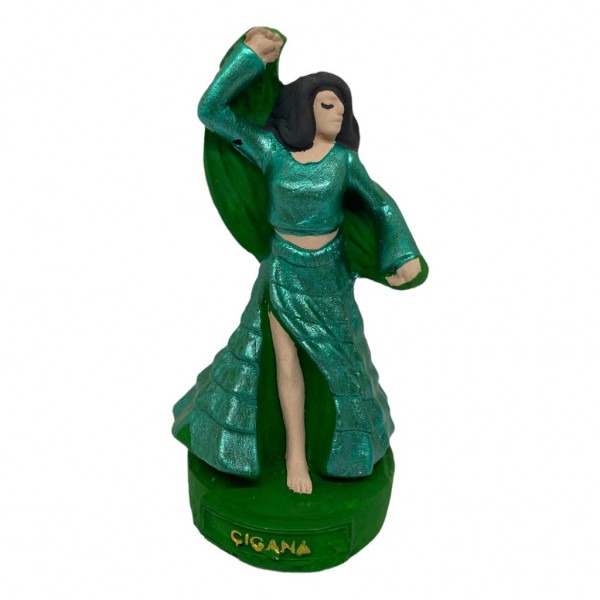 Escultura Cigana Verde Esmeralda 11 cm em resina