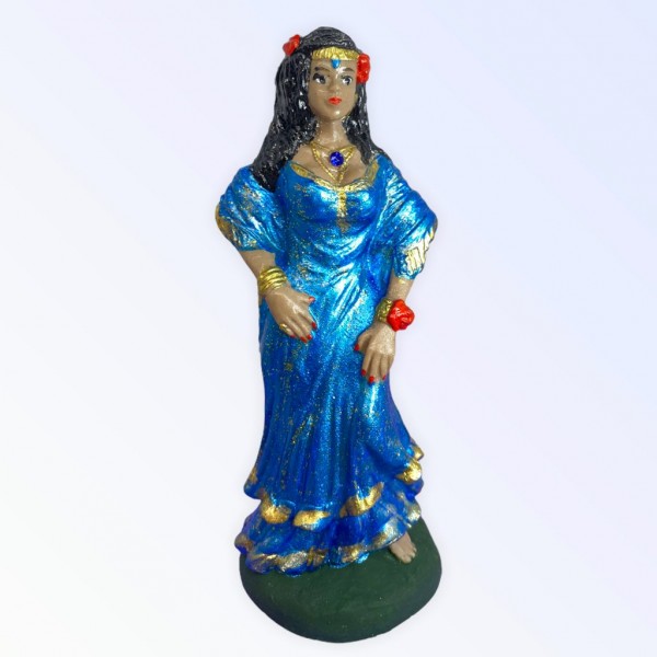 Escultura Cigana Azul metalizada 15 cm em resina