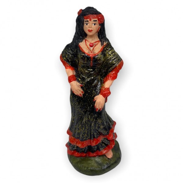 Escultura Cigana Preta e Vermelha 15 cm em  resina