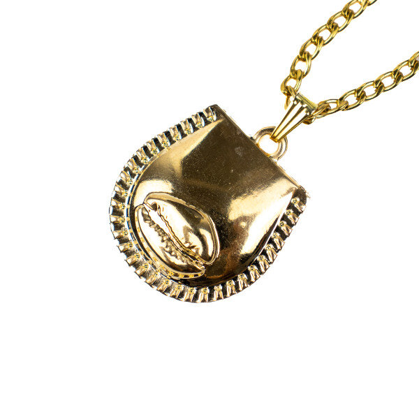 Colar Corrente Pingente Búzios Metal 2,5 cm Dourado