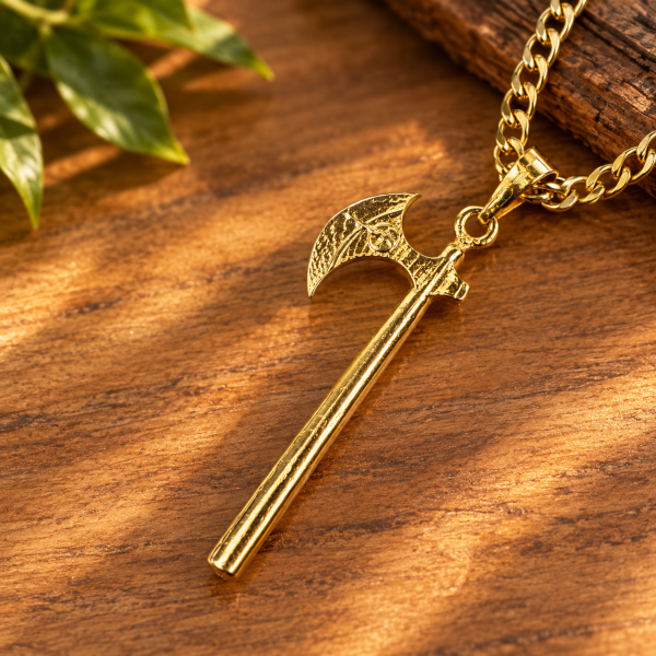 Colar Corrente Pingente Caboclo Machado 4,3 cm Dourado