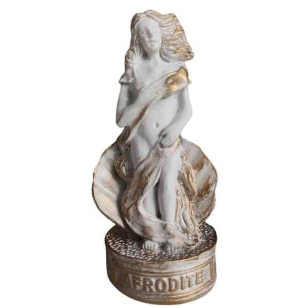 Escultura Deusa Afrodite Branca e Dourada 10cm em Resina Escultura Deusa Afrodite Branca e Dourada 10cm em Resina